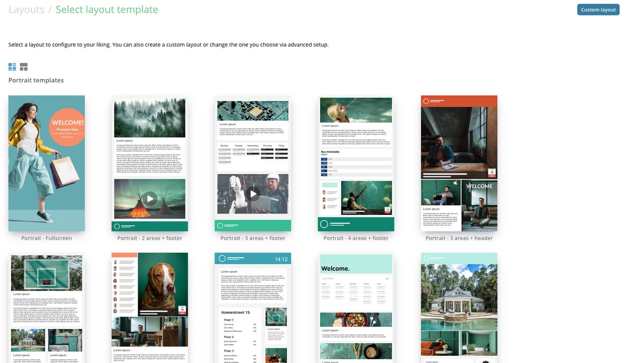 Add screen layout from template