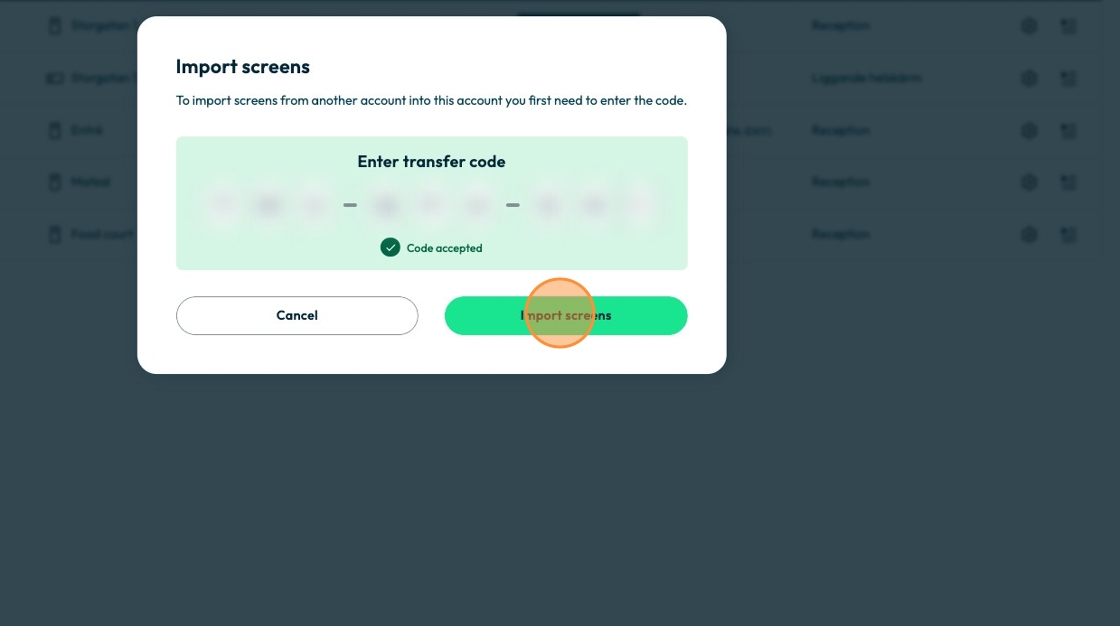 Transfer screens between accounts